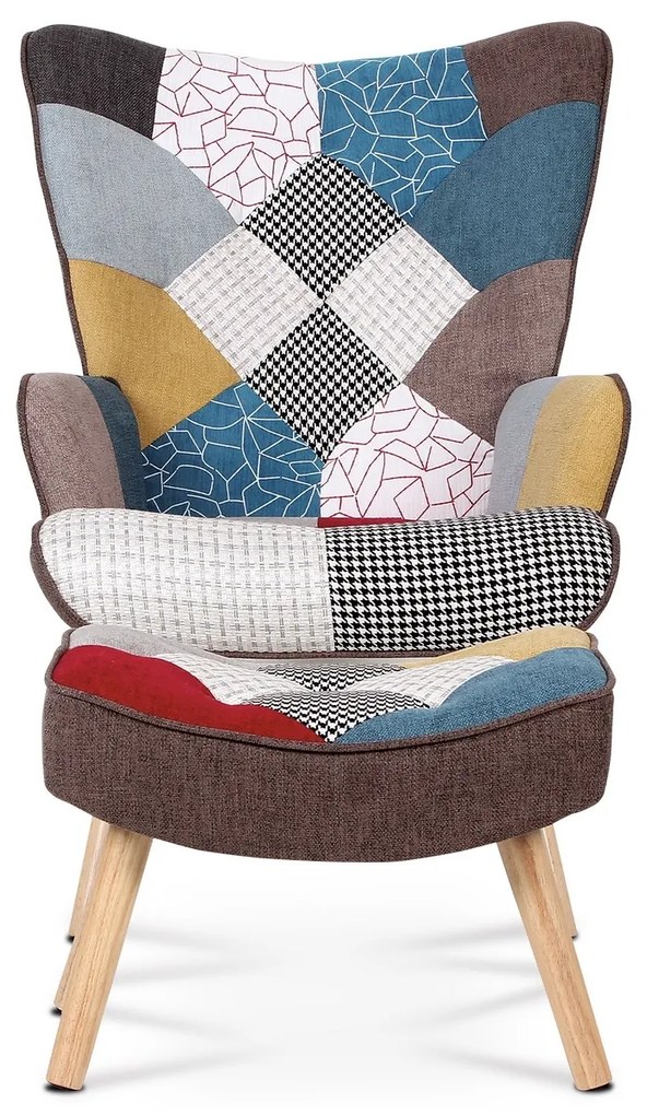 Fotoliu cu taburet PW2, patchwork