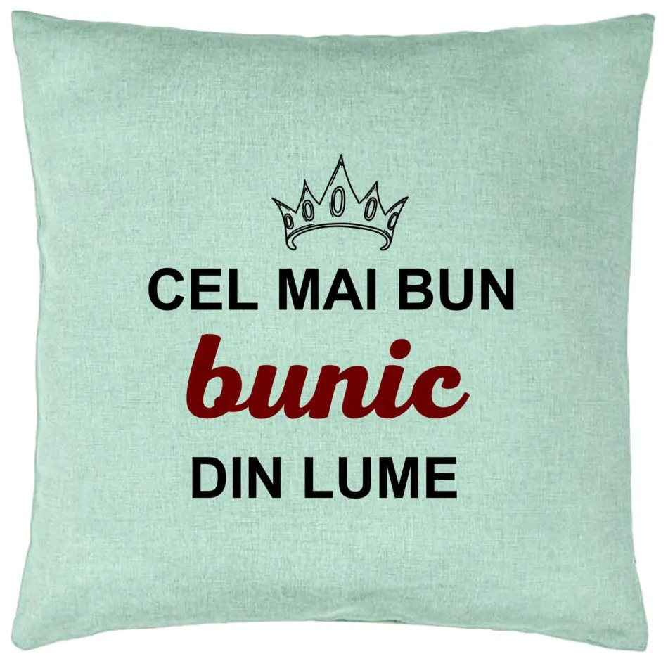 Perna Decorativa pentru Bunicul 2, 40x40 cm, Verde Menta, Husa Detasabila, Burduf