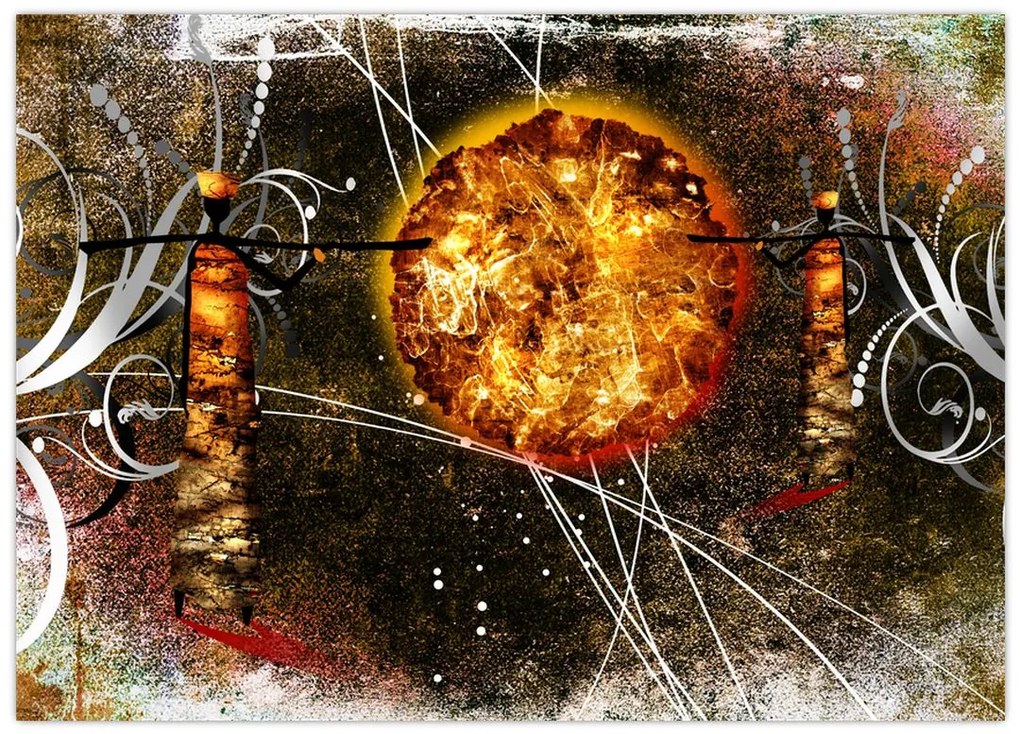 Tablou pe sticlă cu pictură epochală străveche (70x50 cm)