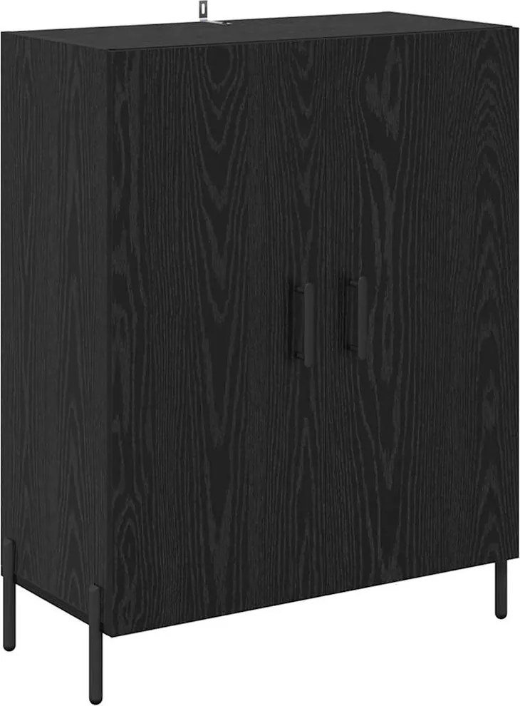 vidaXL Bufet Stejar Negru 69,5 x 34 x 90 cm Lemn compozit