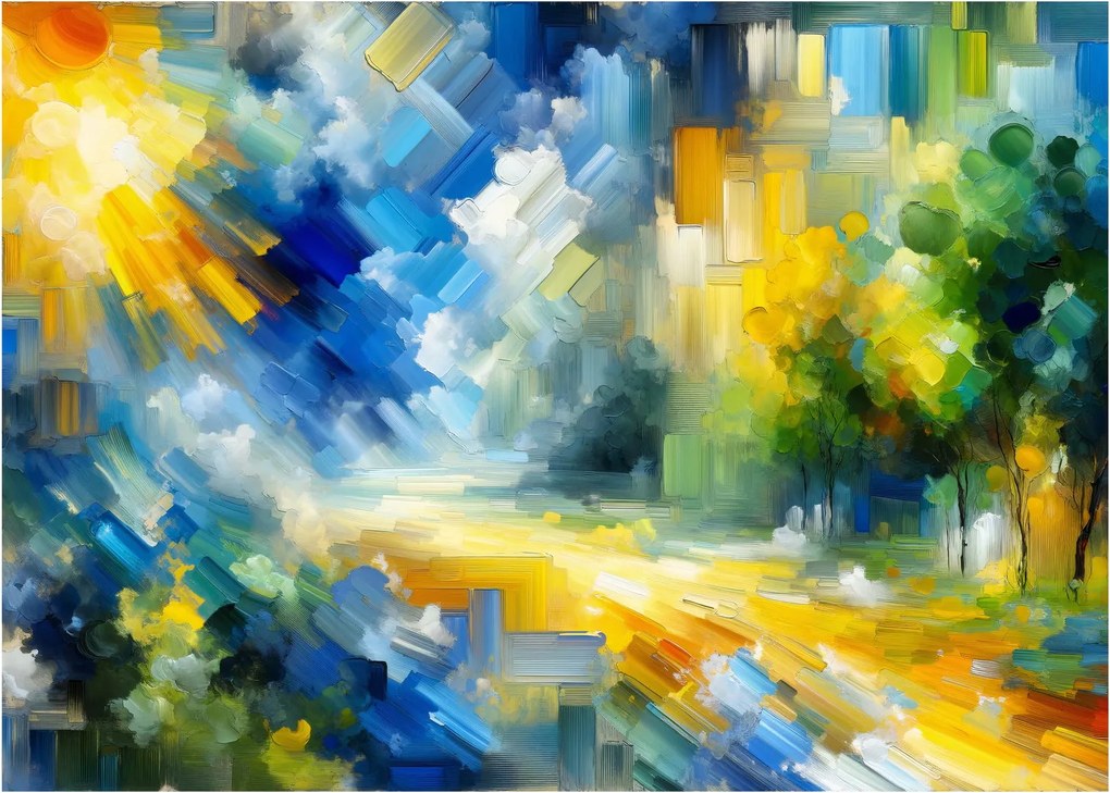 Tablou pe sticlă - Zi însorită abstractă (70x50 cm)