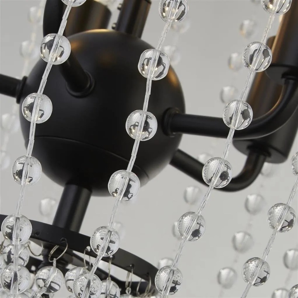 Lustra moderna din metal si margele din sticla Shower negru