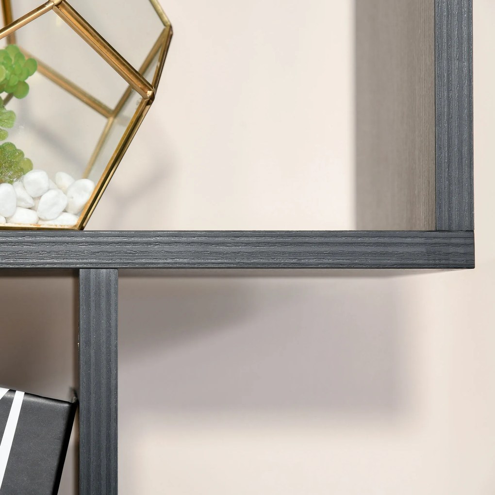 HOMCOM Bibliotecă Modernă cu 6 Rafturi, Design Zig-Zag, Lemn Rezistent, Ușor de Curățat, Negru, 80x24x191 cm | Aosom Romania