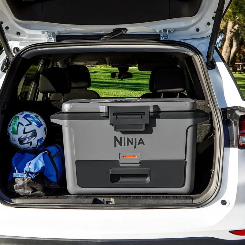 Lada frigorifica Ninja FrostVault FB151EUGY, 47 l, Pasiva, 80 doze, Pastreaza gheata pana la 6 zile, Compartiment uscat, Gri