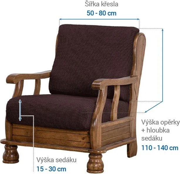 Nueva Textura Huse care se întind foarte bine NIAGARA ciocolatei fotoliu cu manere de lemn (l. 50 - 80 cm)