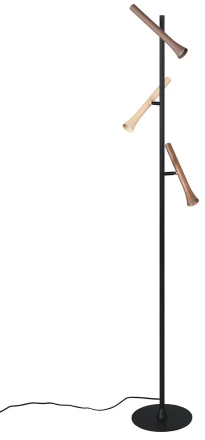 Lampadar negru LED cu abajur din metal (înălțime 150 cm) Fiato – Trio