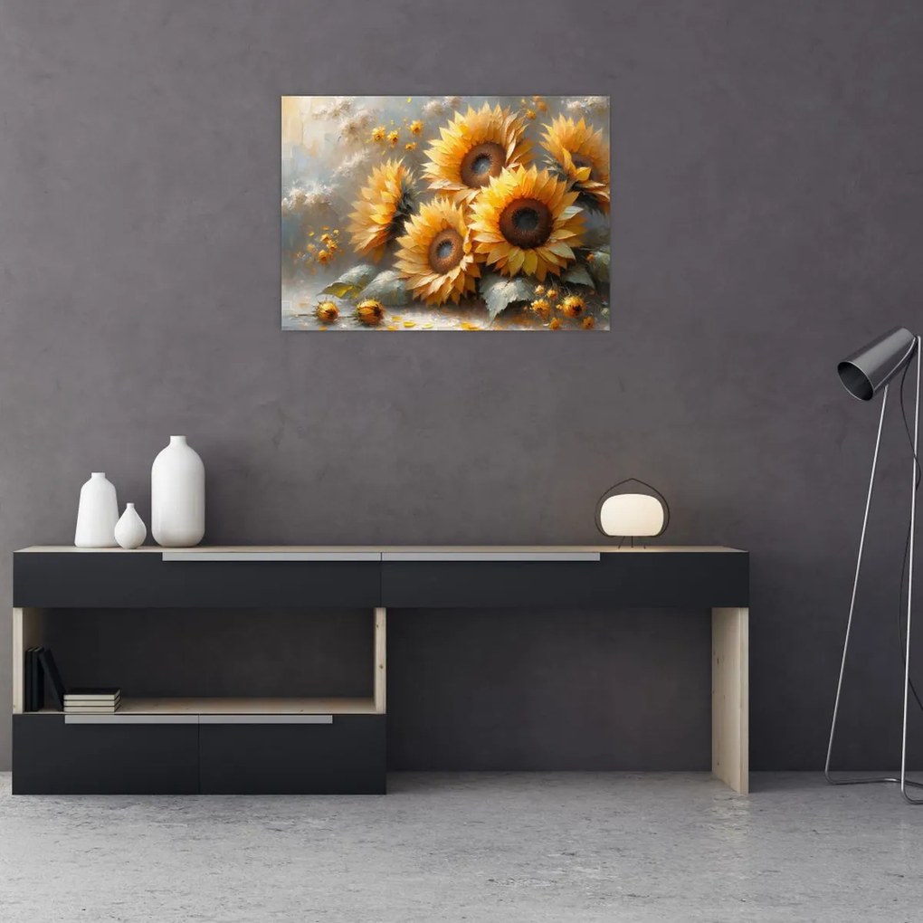Tablou - Pictură cu floarea-soarelui (70x50 cm)