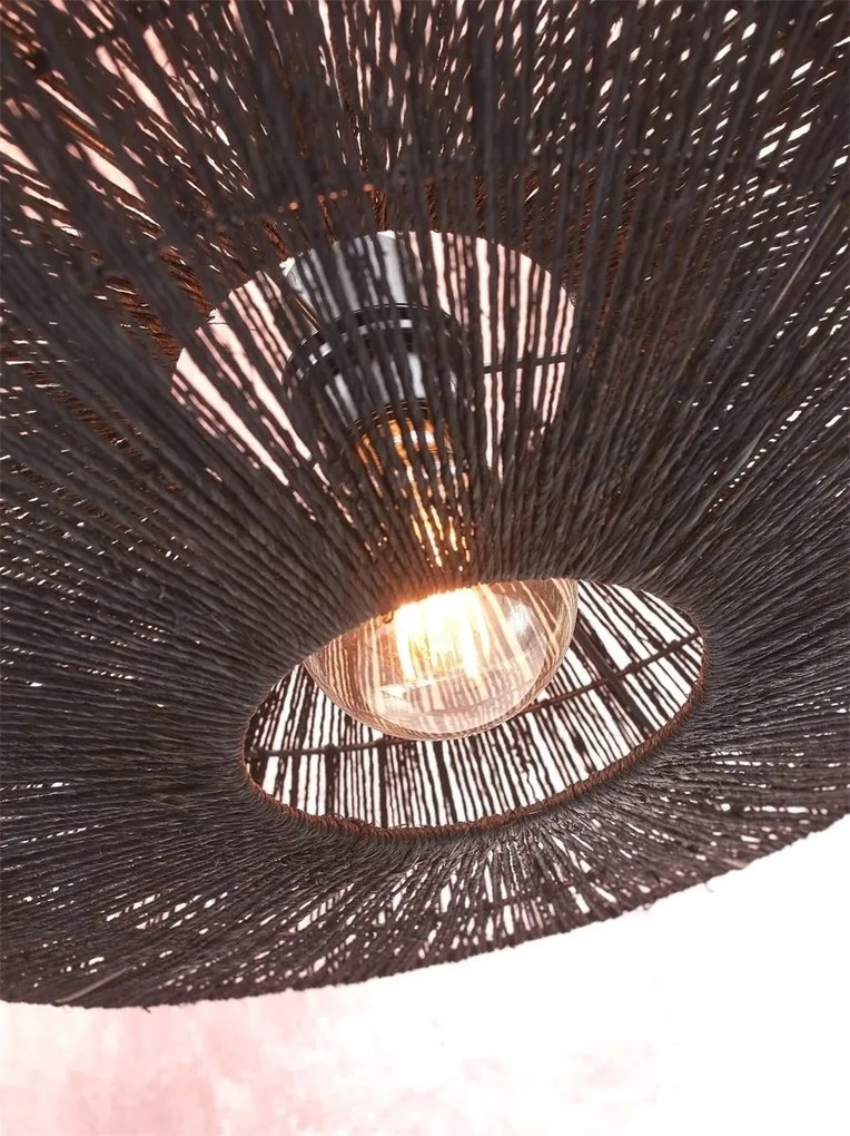 Plafoniera eco din iuta Iguazu L disc 55cm, negru