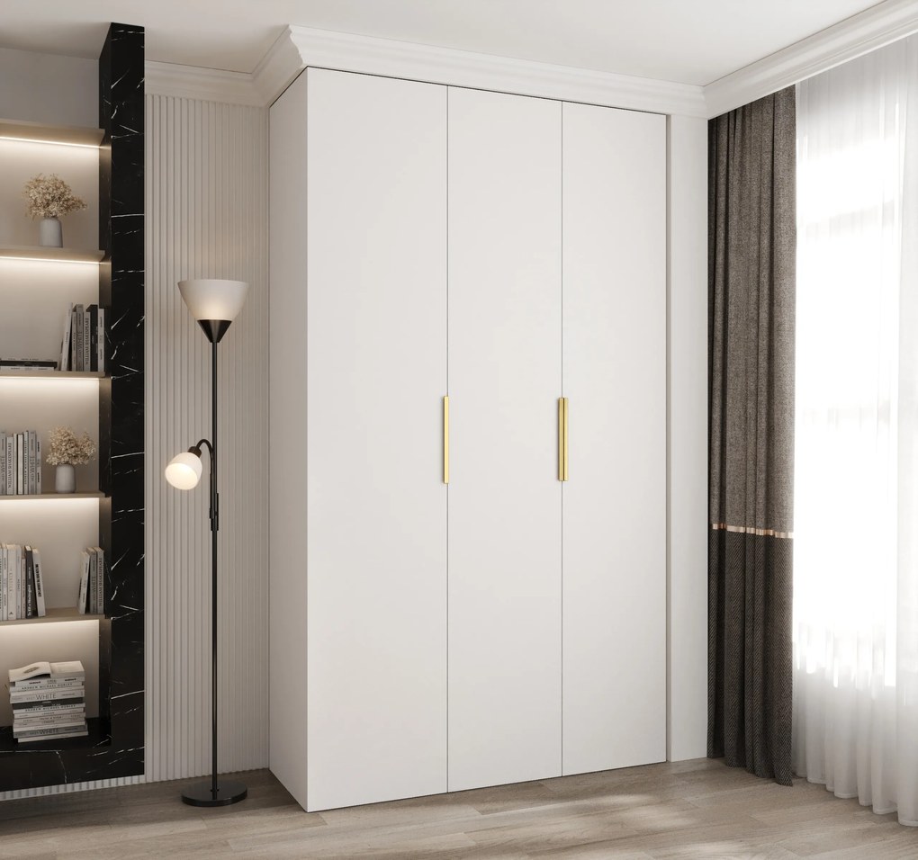 Dulap de haine 140 cm Carmela 40-4 (alb + Auriu). 1126650