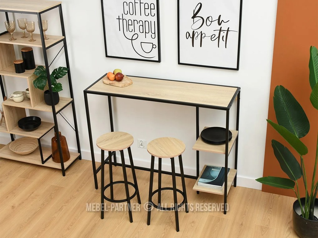 Set de bar Everet (sonoma + negru) (pentru 2 persoane). Promo -13%. 1111871