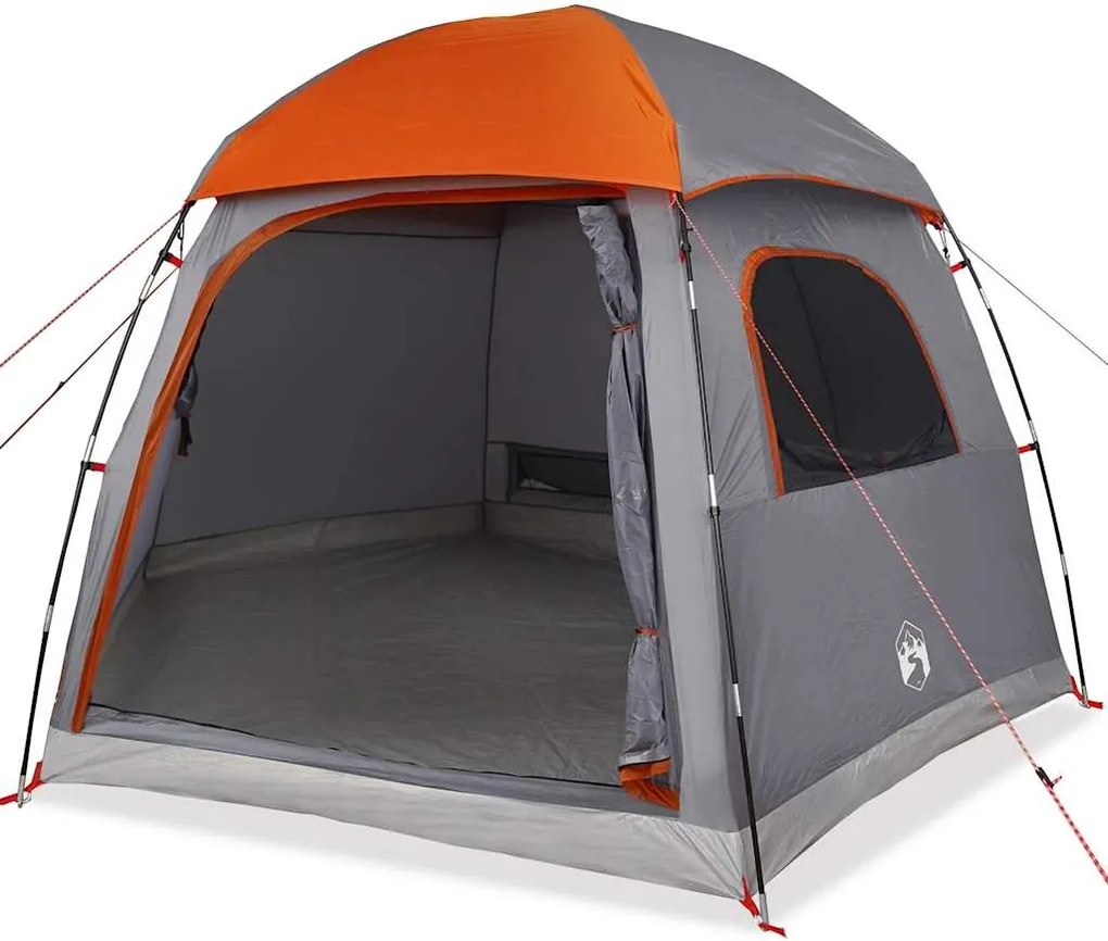 vidaXL Cort familie Igloo pentru 6 persoane gri/portocaliu impermeabil