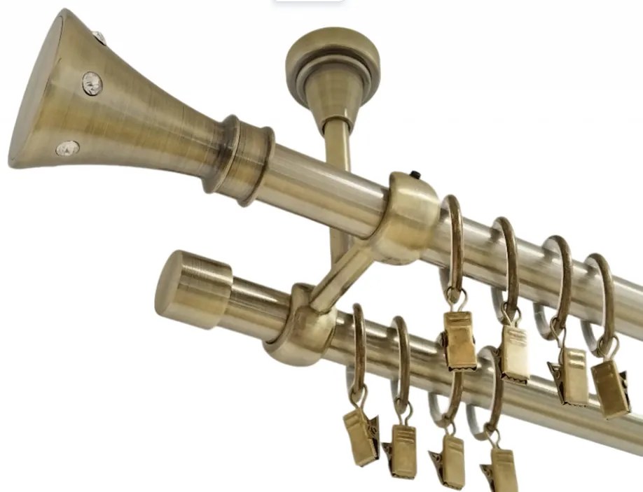 Galerie dubla Carter, prindere tavan, grosime 19mm, aur antic, (Alege marime: 320 cm)