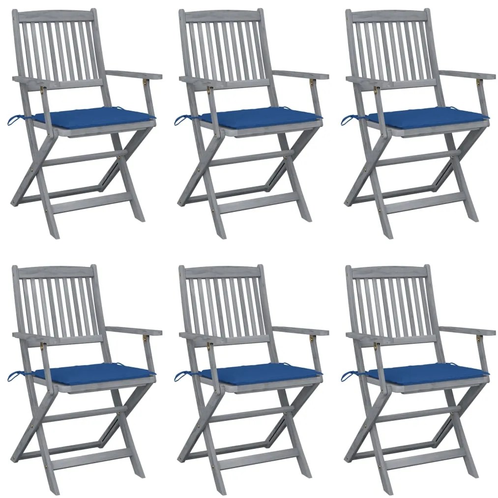 vidaXL Scaune pliante de exterior cu perne 6 buc. lemn masiv de acacia