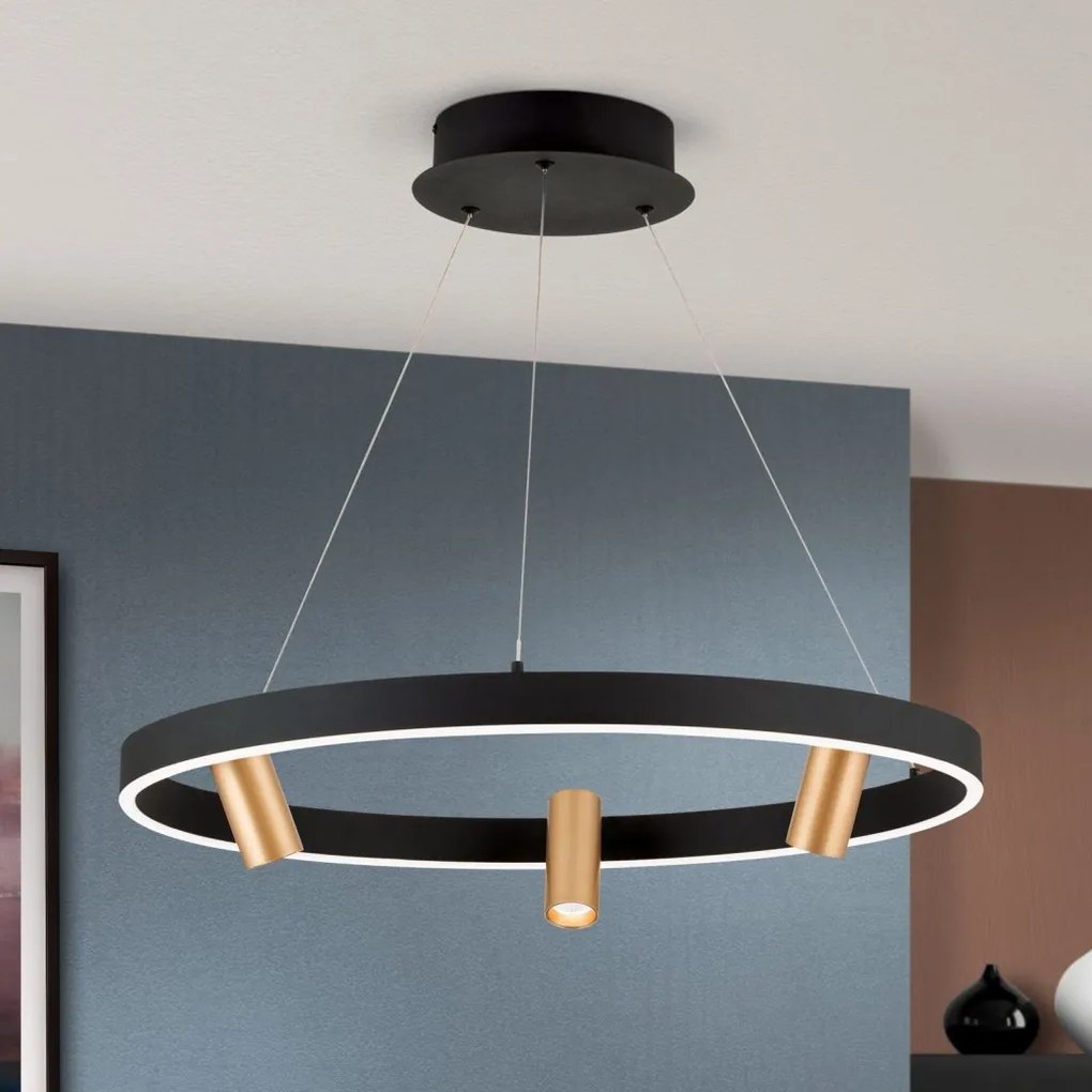 Lustra LED suspendata cu 3 spoturi BERLIN negru/auriu