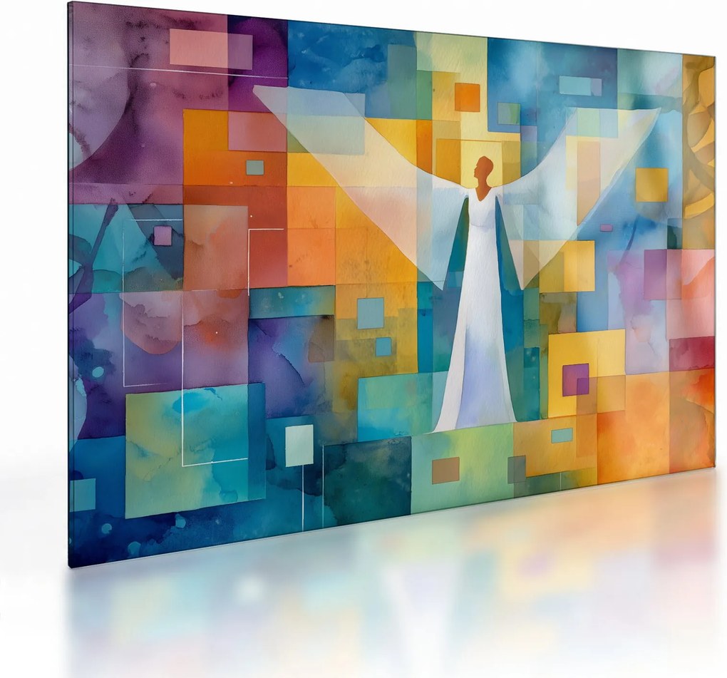 Tablou pe sticlă - Înger geometric (70x50 cm)