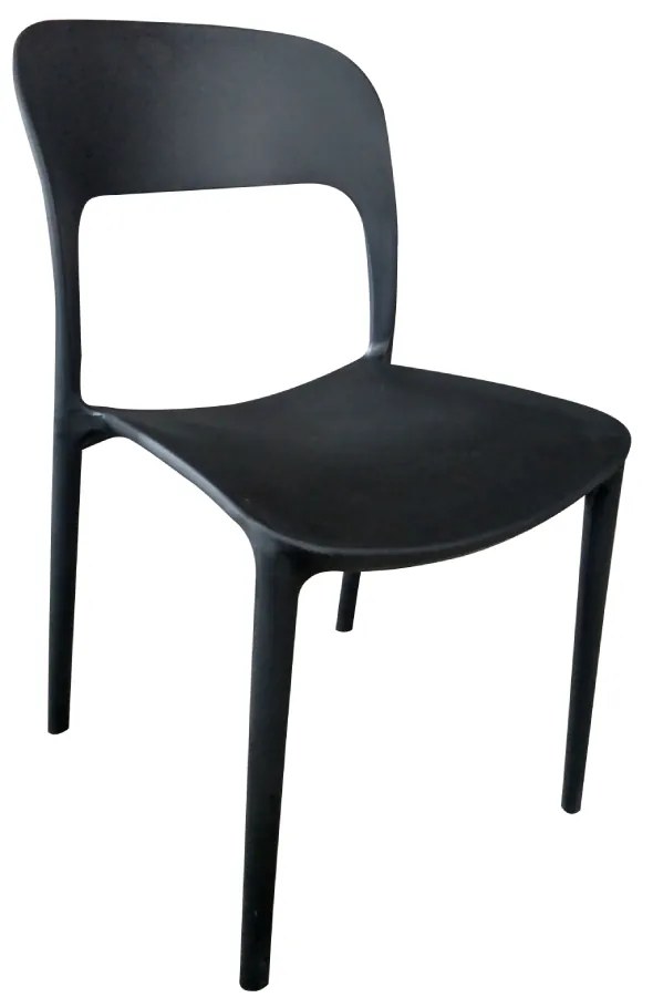Scaun Plain negru, cu spatar, polipropilena