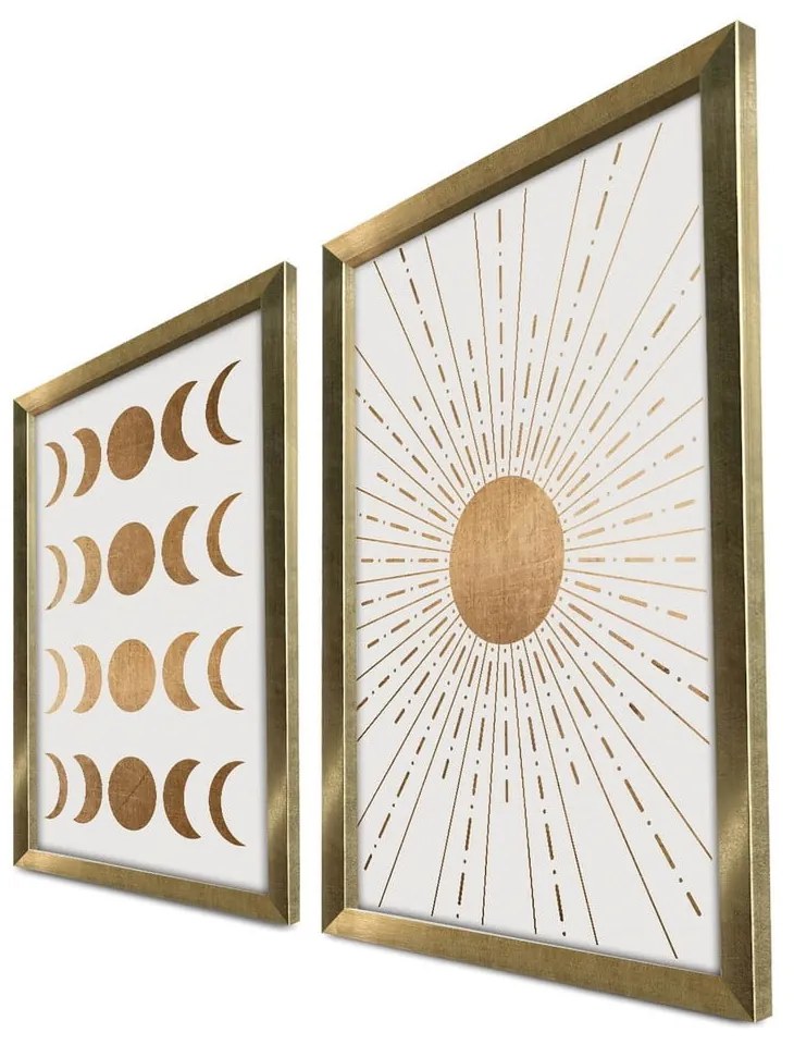 Postere cu ramă 2 buc. 38x53 cm Moon &amp; Sun – Wallity