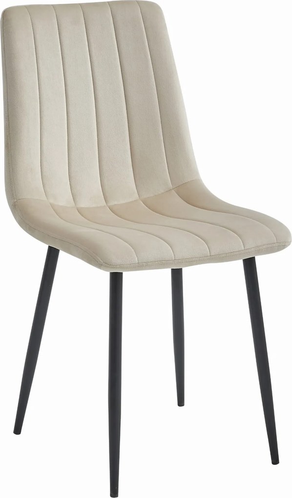 OFERTA Scaun de catifea beige LAVA cu picioare negre II. calitate