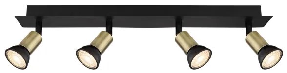 Spot DREW 4xGU10/35W/230V negru/alamă Globo 57998-4B