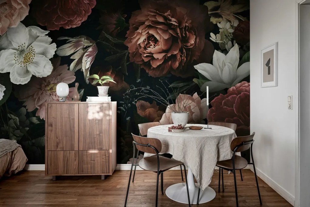 Tapet Bloomy Bouquet, Black, Rebel Walls