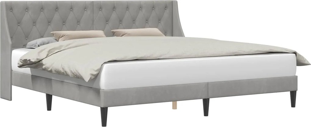 vidaXL Cadru de pat cu headboard Gri deschis 200 x 200 cm Catifea