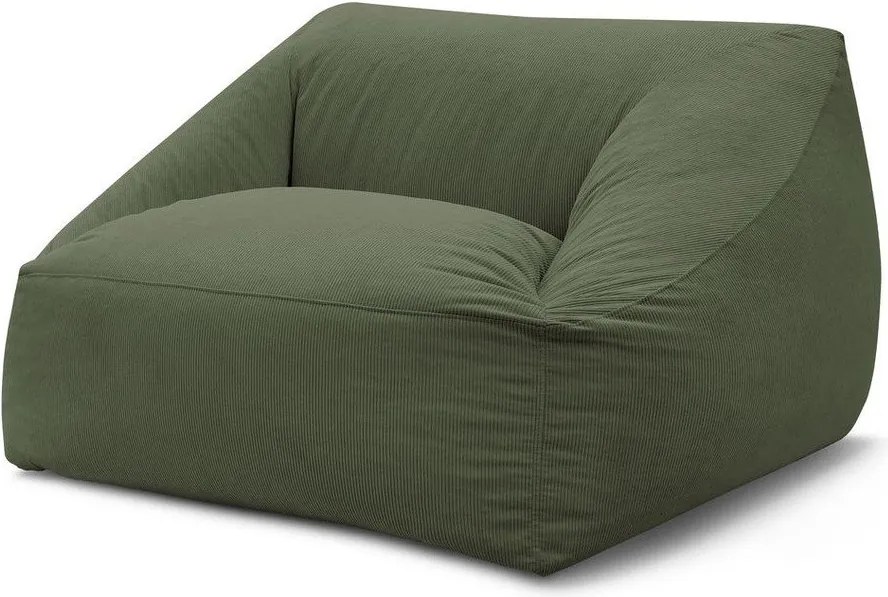 Fotoliu bean bag verde cu tapițerie din catifea reiată Lilibet – Bobochic Paris