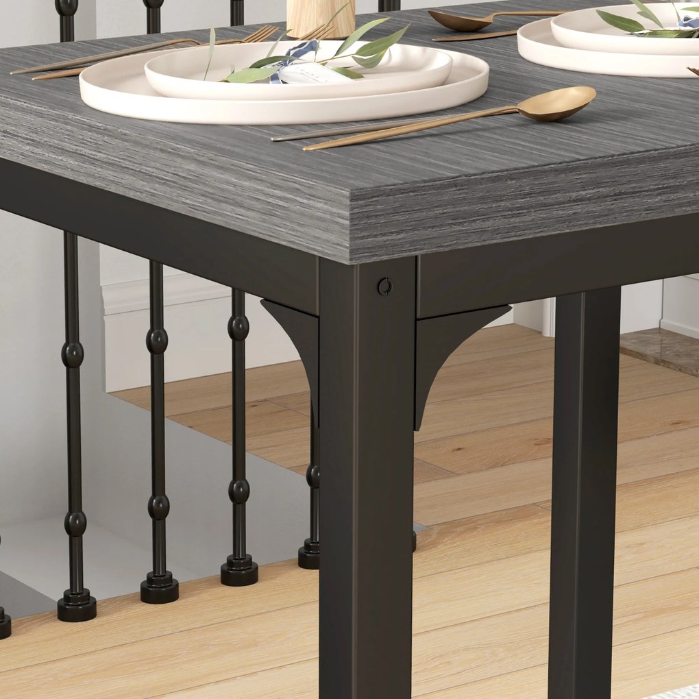 HOMCOM Set dining 3 piese, set masă, 1 masă, 2 scaune, MDF+metal, Gri | Aosom Romania