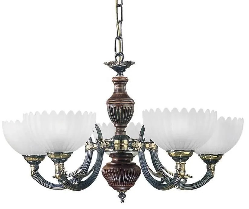 Candelabru 5 brate design italian din alama cu lemn 3610