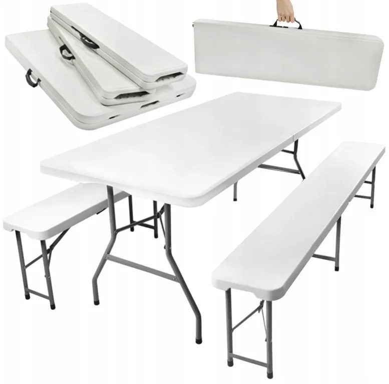 JAKS Set pliabil pentru bere 180 cm alb