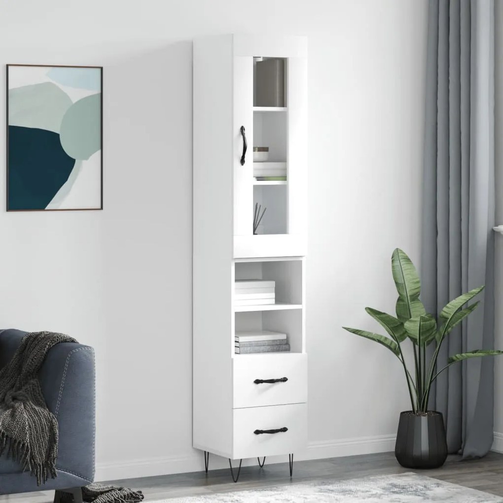 vidaXL Dulap înalt, alb, 34,5x34x180 cm, lemn prelucrat