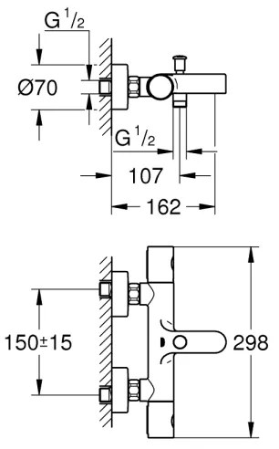 GROHE 34774000 - Baterie termostatică pentru cadă PRECISION GET DN 15, crom lucios