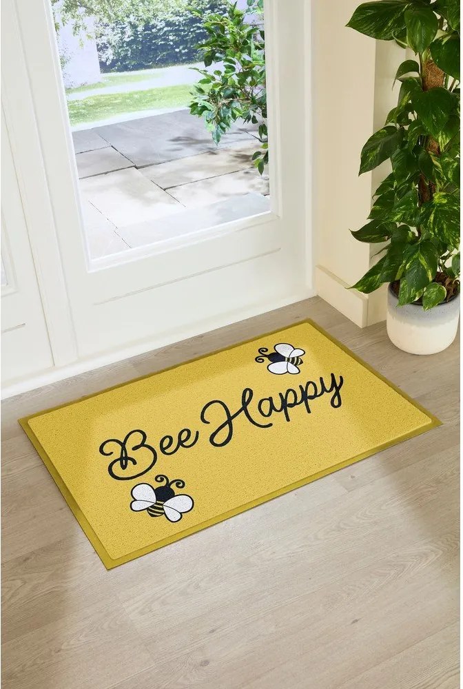 Covoraș de intrare din PVC 60x90 cm Bee Happy – Artsy Doormats