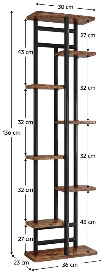 Suport flori Laban 4 (lemn închis + negru) . 1116385