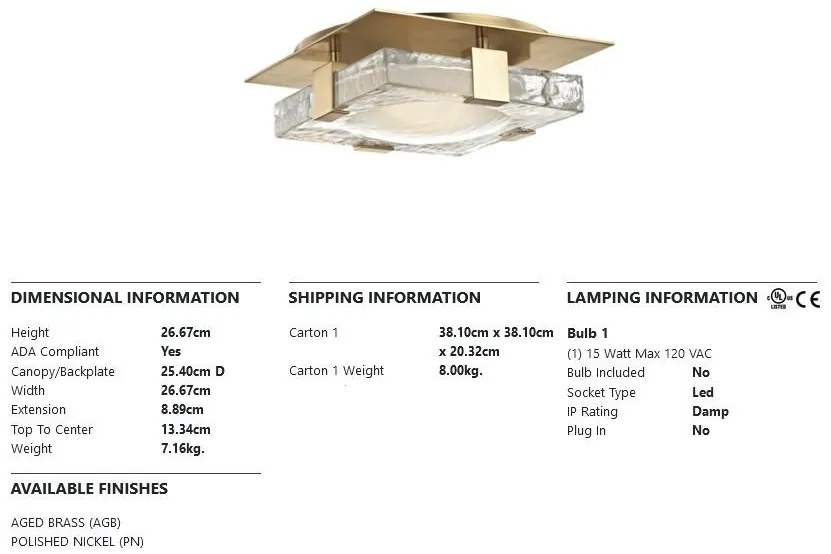 Aplica LED pentru tavan sau perete design modern BOURNE alama antichizata