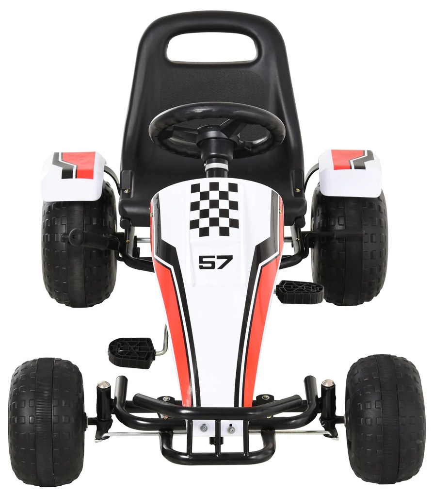 Gokart HOMCOM pentru 3-6 ani, scaun reglabil, roti din plastic, alb | Aosom Romania