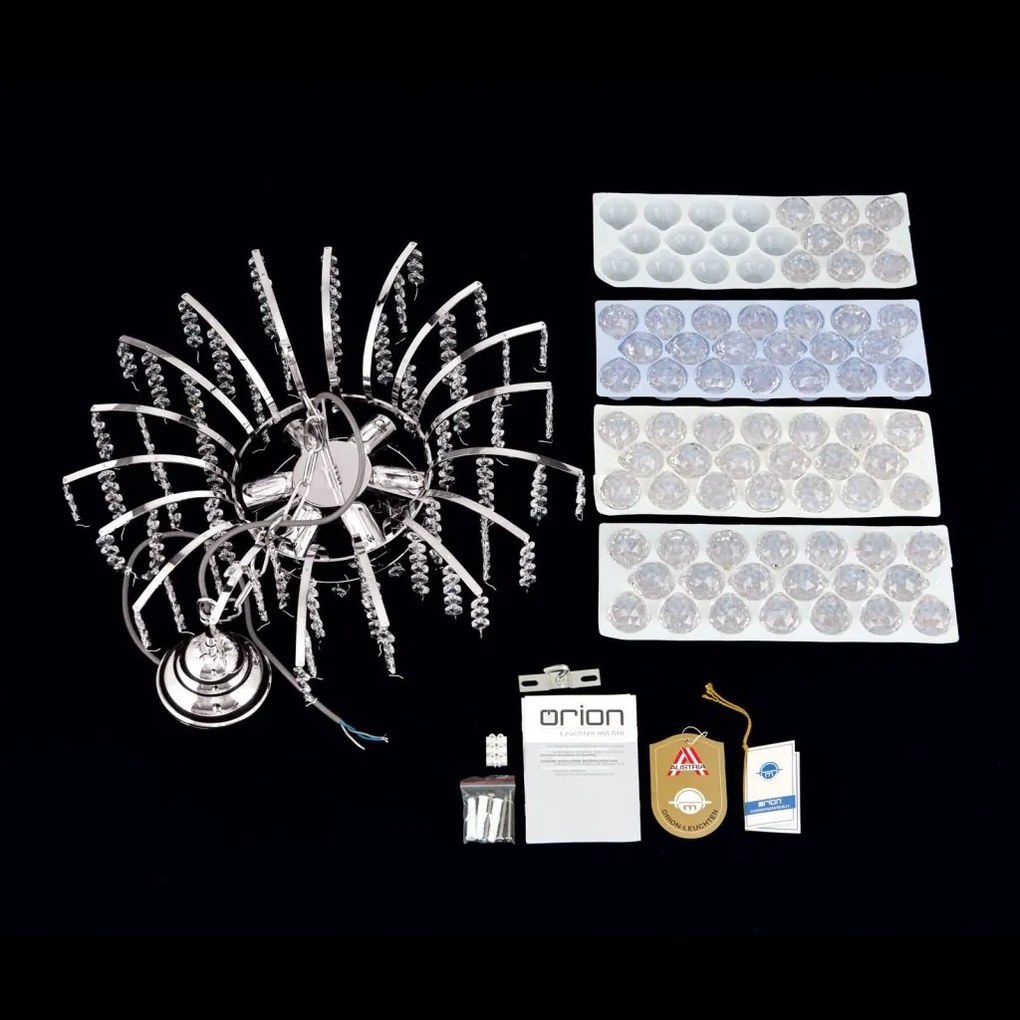 Candelabru cristal Asfour design lux KRISTALL KLASSISCH 6L chrome plated/clear crystal