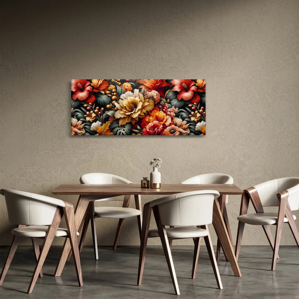 Tablou - Flori portocalii și roșii (120x50 cm)