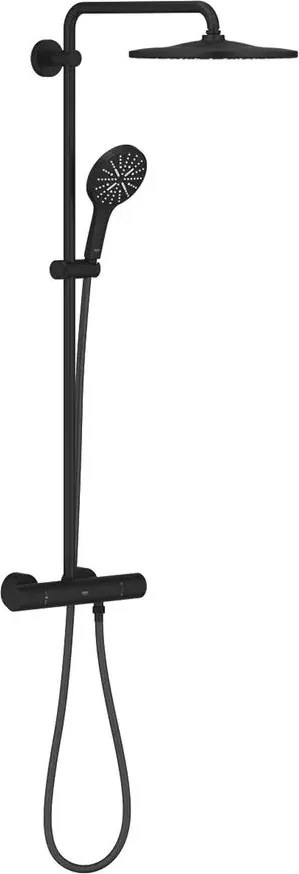 Coloana de dus cu baterie termostatata negru mat Grohe RainShower