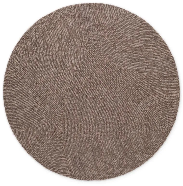 Covor taupe țesut manual rotund din lână ø 200 cm Eleni Taupe – Hanse Home