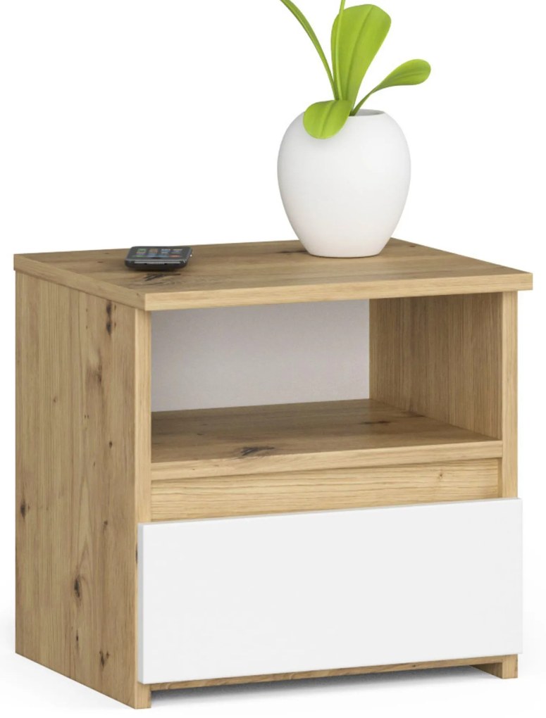 Noptieră Crispian (stejar artisan + alb). 1070934