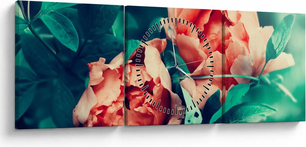 Tablou - Flori de primăvară (cu ceas) (90x30 cm)