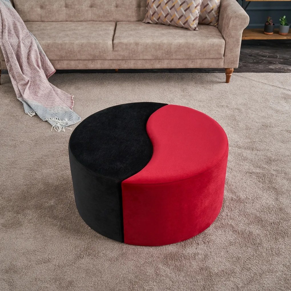 Taburet Alis Puf Red and Black