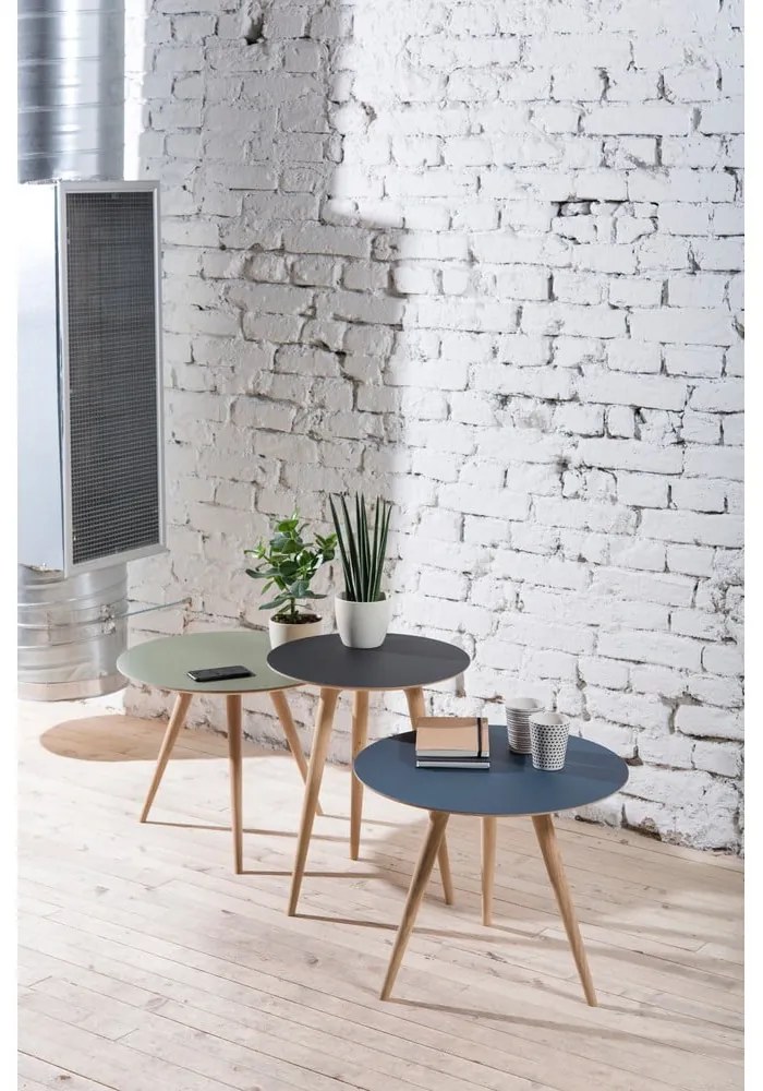 Măsuță auxiliară din lemn de stejar cu blat negru Gazzda Arp, Ø 45 cm