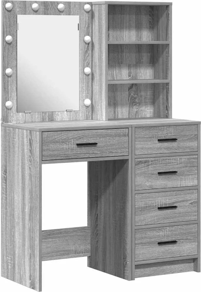 vidaXL Masă de Machiaj 2 pcs Gri 50 x 41 x 135 cm Lemn compozit