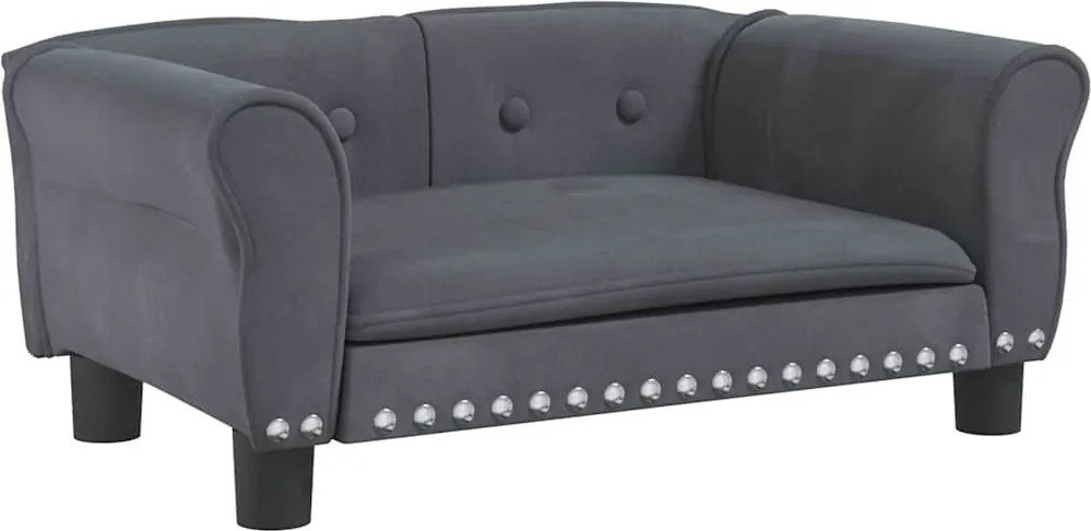 vidaXL Pat de câini, gri închis, 70x45x30 cm, catifea