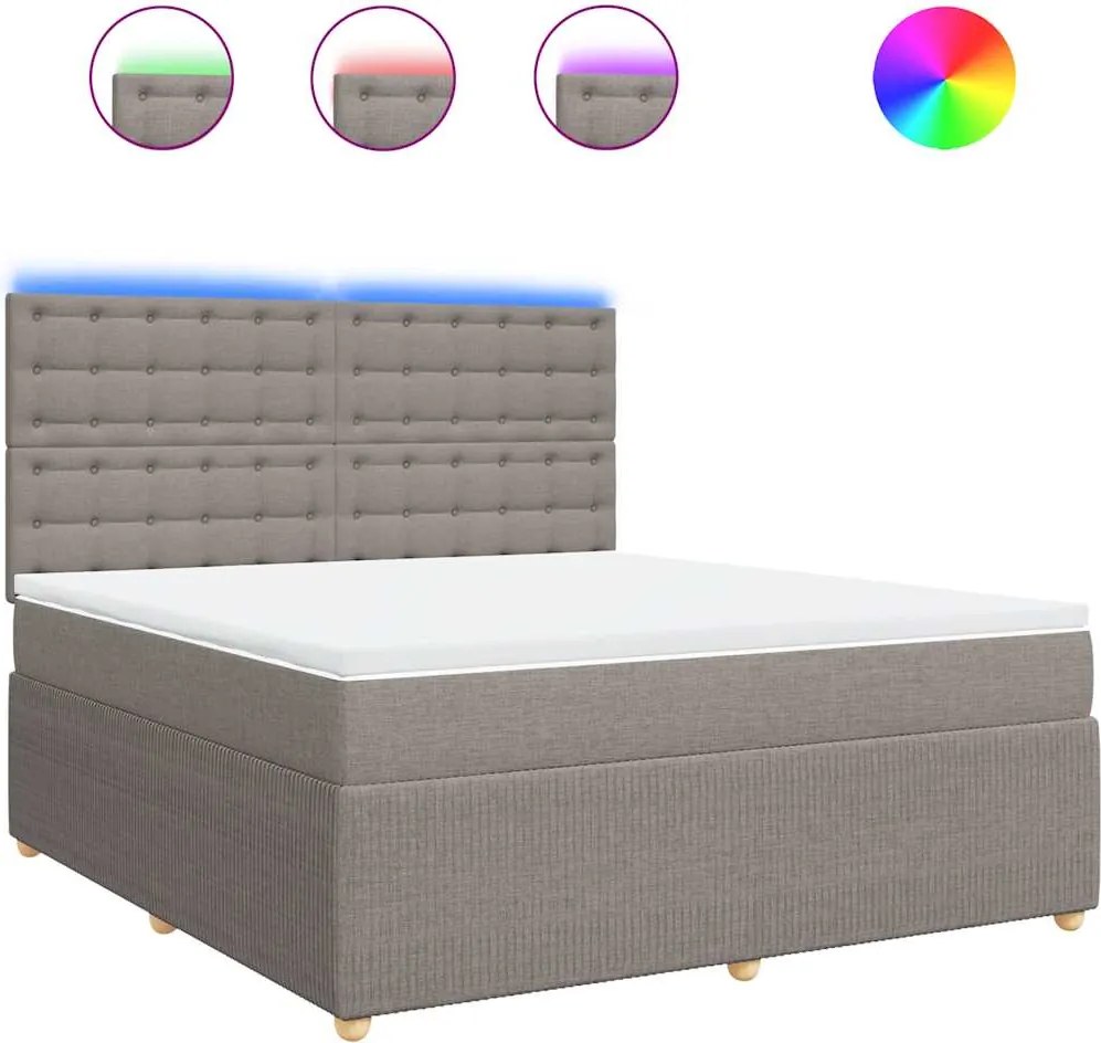 vidaXL Pat continental cu saltea, gri taupe, 180x200 cm, textil