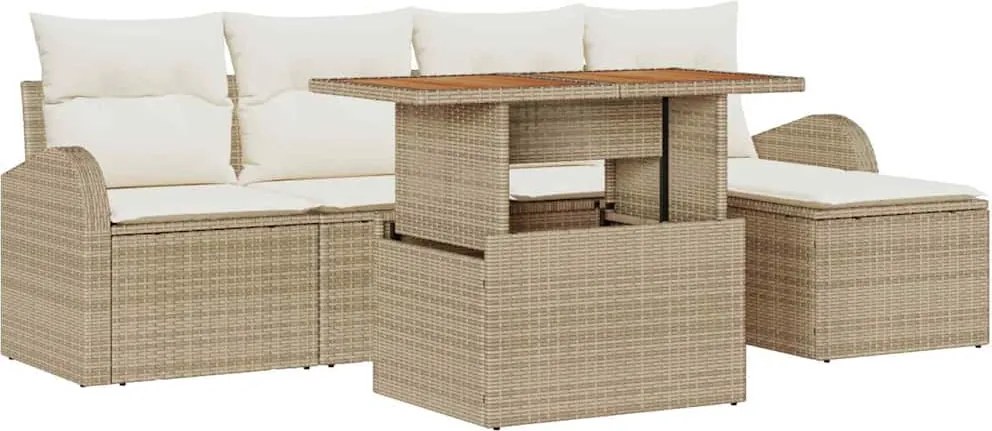 vidaXL Set de canapele pentru grădină 6 pcs Bej Rattan poli