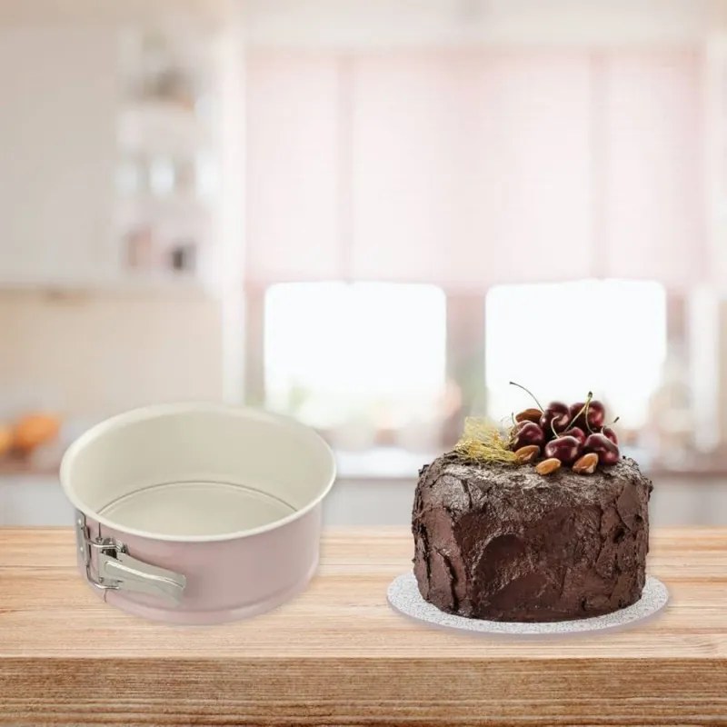 Tava pentru tort Dr.Oetker Retro 4650, 18x7.5 cm, Acoperire ceramica antiaderenta, Otel carbon, Roz