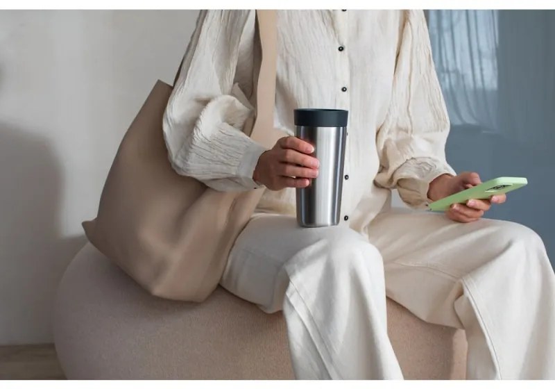 Cana thermos Brabantia Make&Take 1008489, 360 ml, Fara varsare, Argintiu/Negru