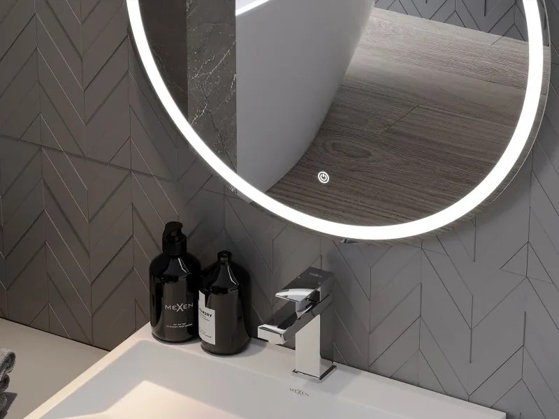 Mexen Gobi oglindă de baie iluminată, rotundă 60 cm, LED 6000K, anti-ceață - 9801-060-060-611-00
